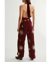 Nasty Gal Women's Star Embellished Velvet Halter Jumpsuit