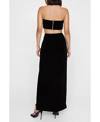 Nasty Gal Women's Velvet High Waist Side Split Maxi Skirt