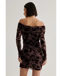 Nasty Gal Women's Floral Devore Ruched Mini Dress