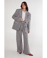 Nasty Gal Women's Gingham Tailored Wide Leg Pants
