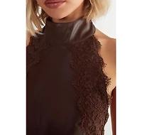 Nasty Gal Women's Faux Leather Tie Back Halter Dress