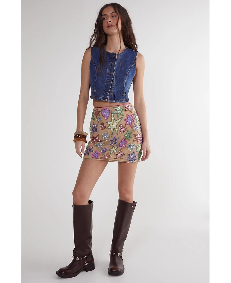 Nasty Gal Women's Hand Embellished Sequin Mini Skirt