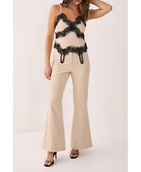 Nasty Gal Women's Lace Trim Tailored Flared Pants