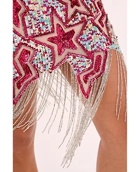 Nasty Gal Women's Star Embellished Tassel Hem Mini Dress