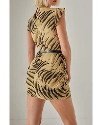 Nasty Gal Women's Chiffon High Neck Ruched Mini Dress