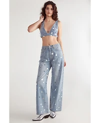 Nasty Gal Women's Bead Embellished Denim Bralet