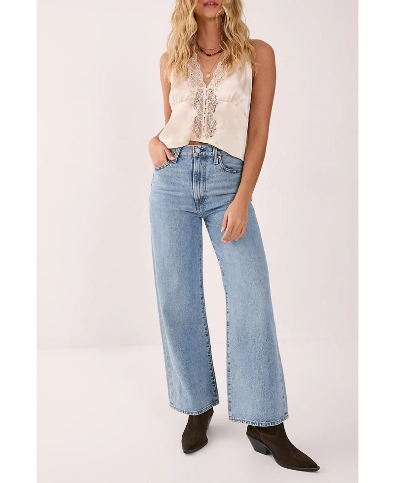 Nasty Gal Women's Satin Embroidered Lace Button Front Vest