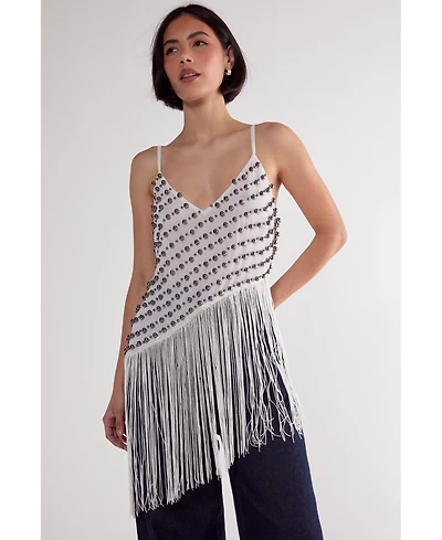 Nasty Gal Women's Studded Asymmetric Fringed Cami Top