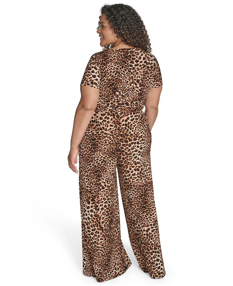 Vince Camuto Plus Animal Print Jumpsuit
