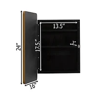 Basicwise Plastic Medicine Cabinet with Beveled Edge Mirror Door and Round Corner Metal Frame, Surface or Recessed Mount Options