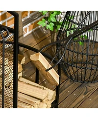 Homcom Indoor Outdoor Firewood Rack with Tools,