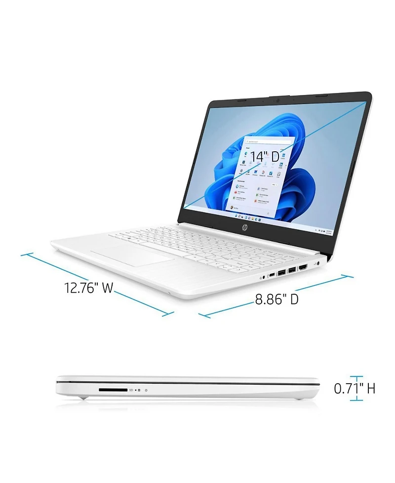 Hp Essential 14" Entry Traditional Laptop Intel Celeron N4500 4GB Ram Intel Uhd Graphics 64GB eMMC Storage Windows 11 Home Hd 60Hz - White