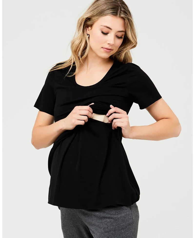 Ripe Maternity Maternity Comfortable Black Short Sleeve Nursing Top