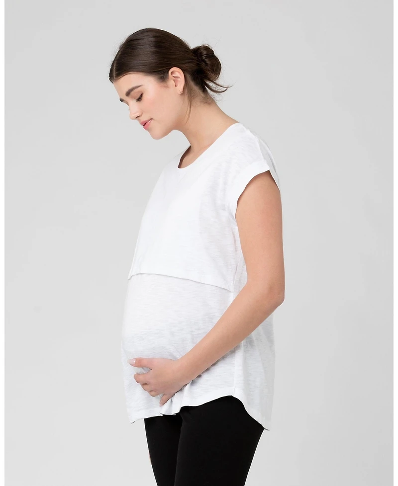 Ripe Maternity Richie White Nursing Tee for Women - Comfortable Wear