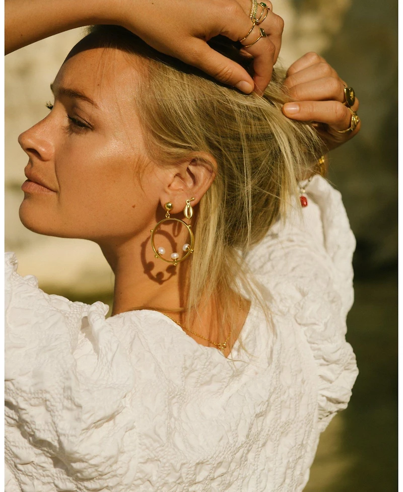 Ottoman Hands Aristea Bead Hoop Earrings