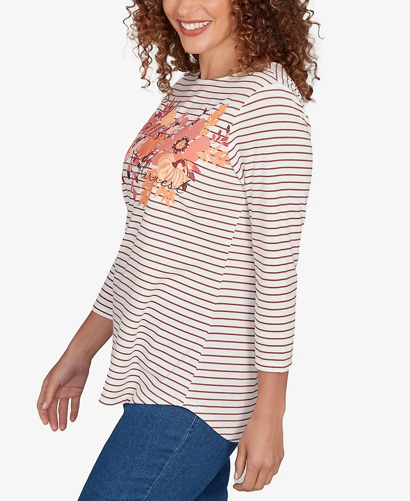 Ruby Rd. Petite Fall Harvest Striped Knit Top
