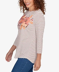 Ruby Rd. Petite Fall Harvest Striped Knit Top