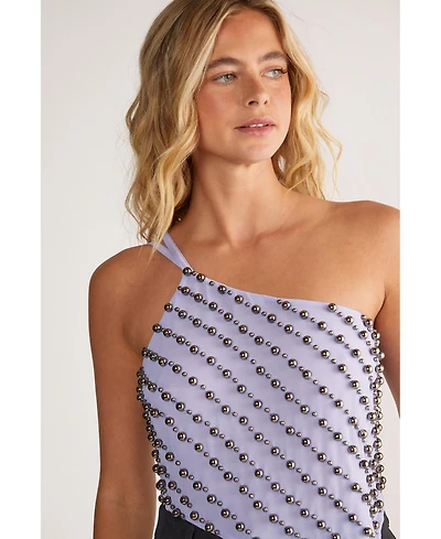 Studded Asymmetric One Shoulder Top