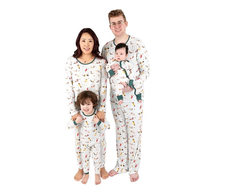 Leveret Baby Footed Bamboo Pajamas, Dogs Print, Matching Family Christmas Pajamas