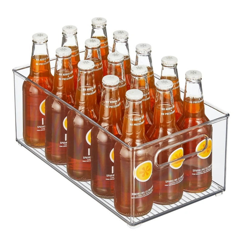 iDesign Plastic Stackable Fridge Bin with Handles, Clear