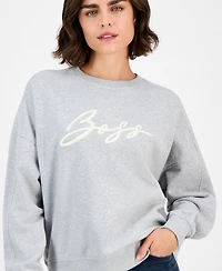 Boss Orange Women's Cotton Logo Crewneck Sweatshirt