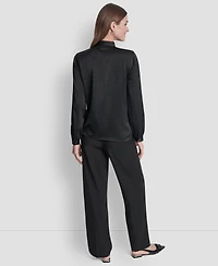 Dkny Women's Crushed Satin Long Sleeve Blouse