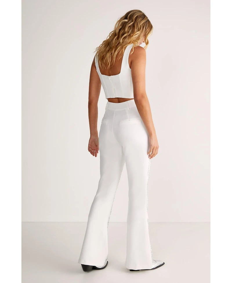 Nasty Gal Women's Star Diamante Tailored Flare Trousers