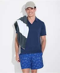 Lands' End Men's SunShade Upf 50 Short Sleeve Johnny Collar Polo Rash Guard Shirt