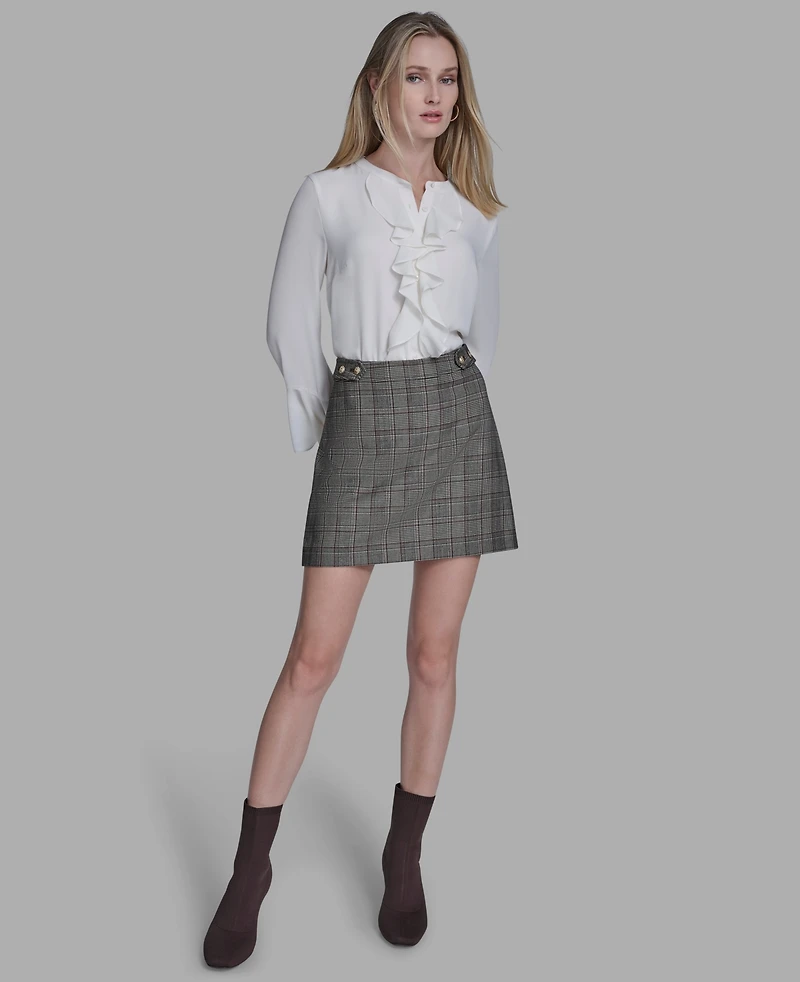 Bcbg Women's Buttoned Plaid Mini Skirt