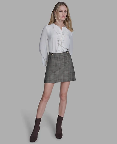 Bcbg Women's Buttoned Plaid Mini Skirt