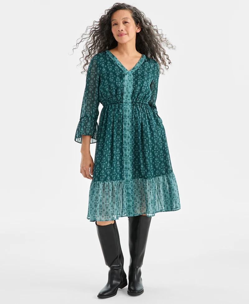 Style & Co Women's Printed Shine Midi Dress, Macy's Exclusive