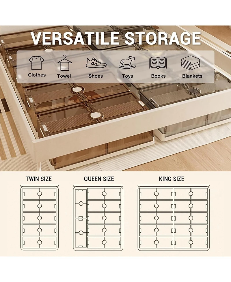 gaomon 2PCS Plastic Under the Bed Storage Bins, Dustproof + Damp-Proof Under the Bed Storage, Under Crib Storage with 6 Pre-Installed Wheels, for Clot