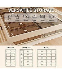 gaomon 2PCS Plastic Under the Bed Storage Bins, Dustproof + Damp-Proof Under the Bed Storage, Under Crib Storage with 6 Pre-Installed Wheels, for Clot