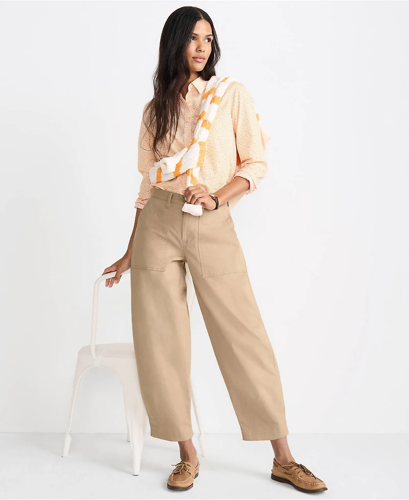 Lands' End Women's Chino High Rise Barrel Leg Utility Ankle Pants