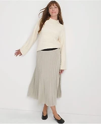 Lands' End Women's Knit Foil Pleated Midi Skirt