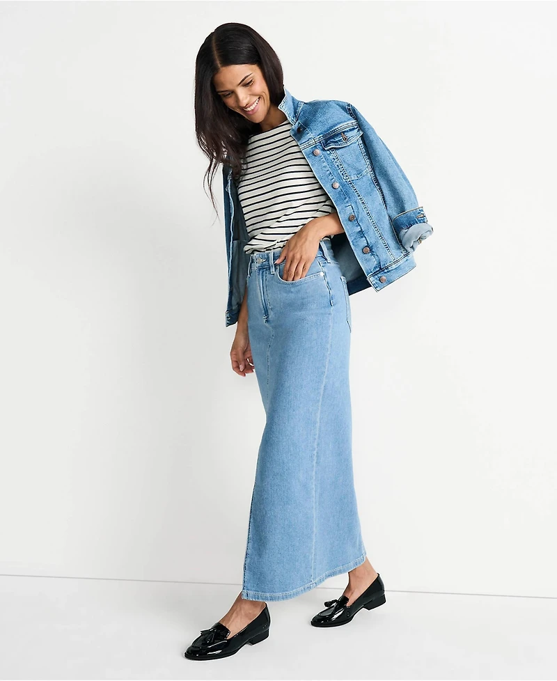 Lands' End Women's Soft Denim Maxi Skirt