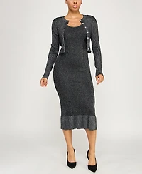 Rosie Harlow Juniors' 2-Piece Jacket and Midi Sweater Dress
