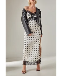 Nasty Gal Women's Satin Lace Trim Maxi Dress
