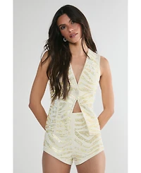 Nasty Gal Women's Zebra V-Neck Tailored Vest