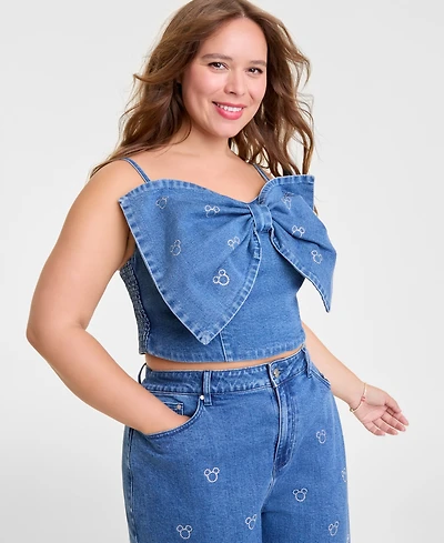 Disney | Macy's Plus Denim Minnie Mouse Bow Top Embellished with Crystals by Swarovski, Exclusive