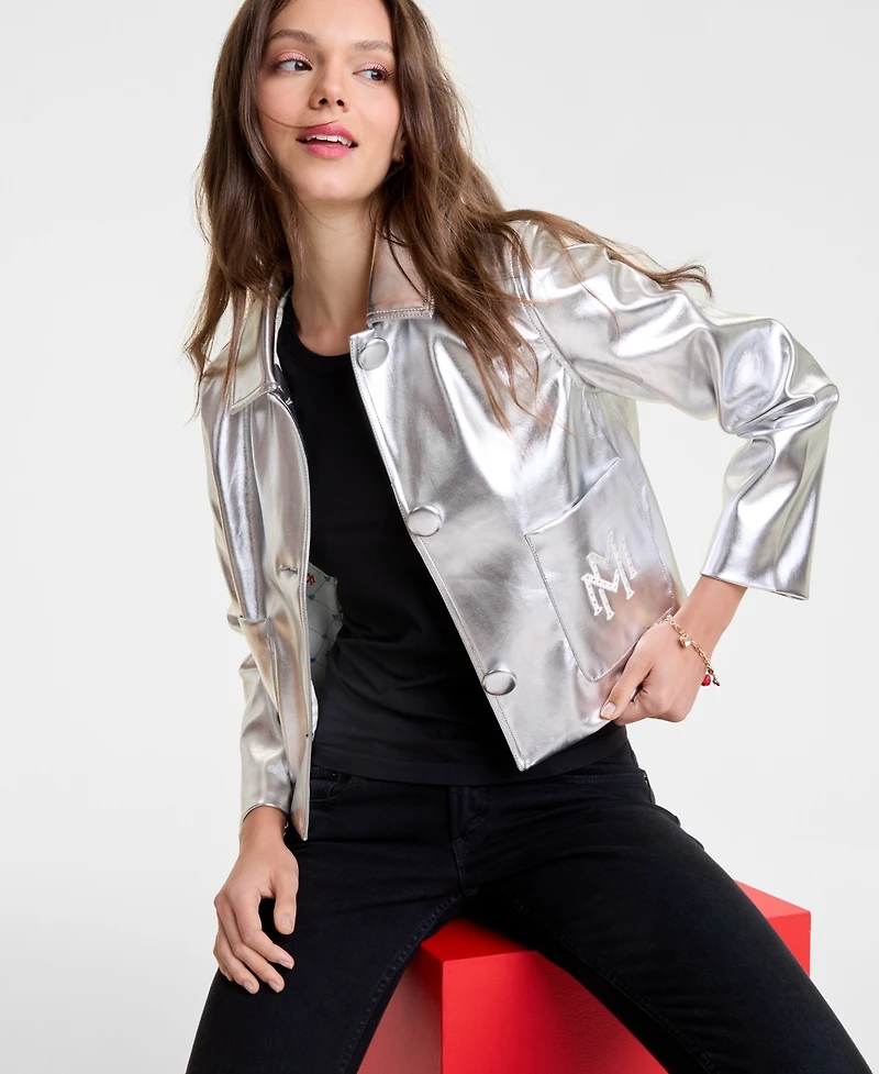 Disney | Macy's Women's Minnie Mouse Faux-Leather Jacket Embellished with Crystals by Swarovski, Exclusive