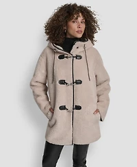 Dkny Petite Hooded Toggle Coat