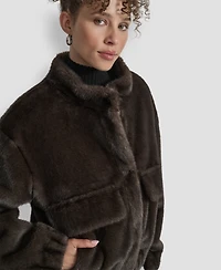 Dkny Women's Collar Neck Bomber Coat
