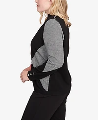 Alfred Dunner Jet Setter Exploded Argyle Mock Neck Sweater