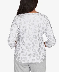 Alfred Dunner Casual Vibe Monotone Crew Neck Animal Top