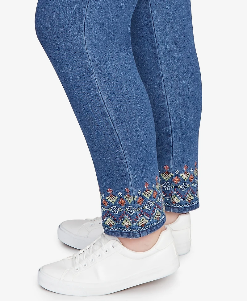 Alfred Dunner Sunset Canyon Super Stretch Geometric Denim Ankle Pant