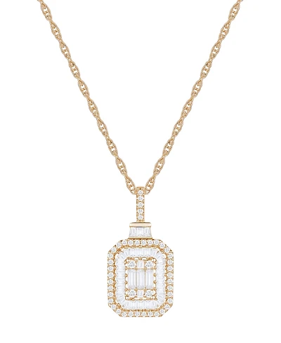 Diamond Baguette & Round Pendant Necklace (1/2 ct. t.w) in 14k Yellow or White Gold