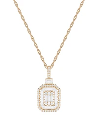 Diamond Baguette & Round Pendant Necklace (1/2 ct. t.w) in 14k Yellow or White Gold
