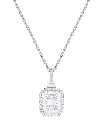 Diamond Baguette & Round Pendant Necklace (1/2 ct. t.w) 14k Yellow or White Gold