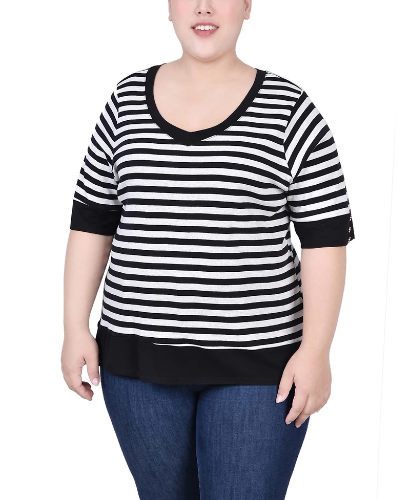 Ny Collection Plus Elbow Sleeve Top